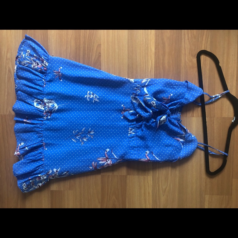 Blue floral and polka dot dress!